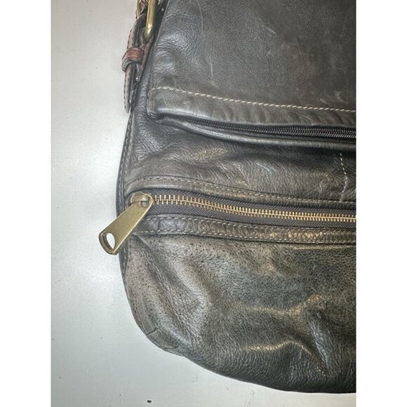 Vintage FOSSIL Explorer Foldover Leather Black&Brown Versatile Shoulder Bag EUC - Picture 4 of 12